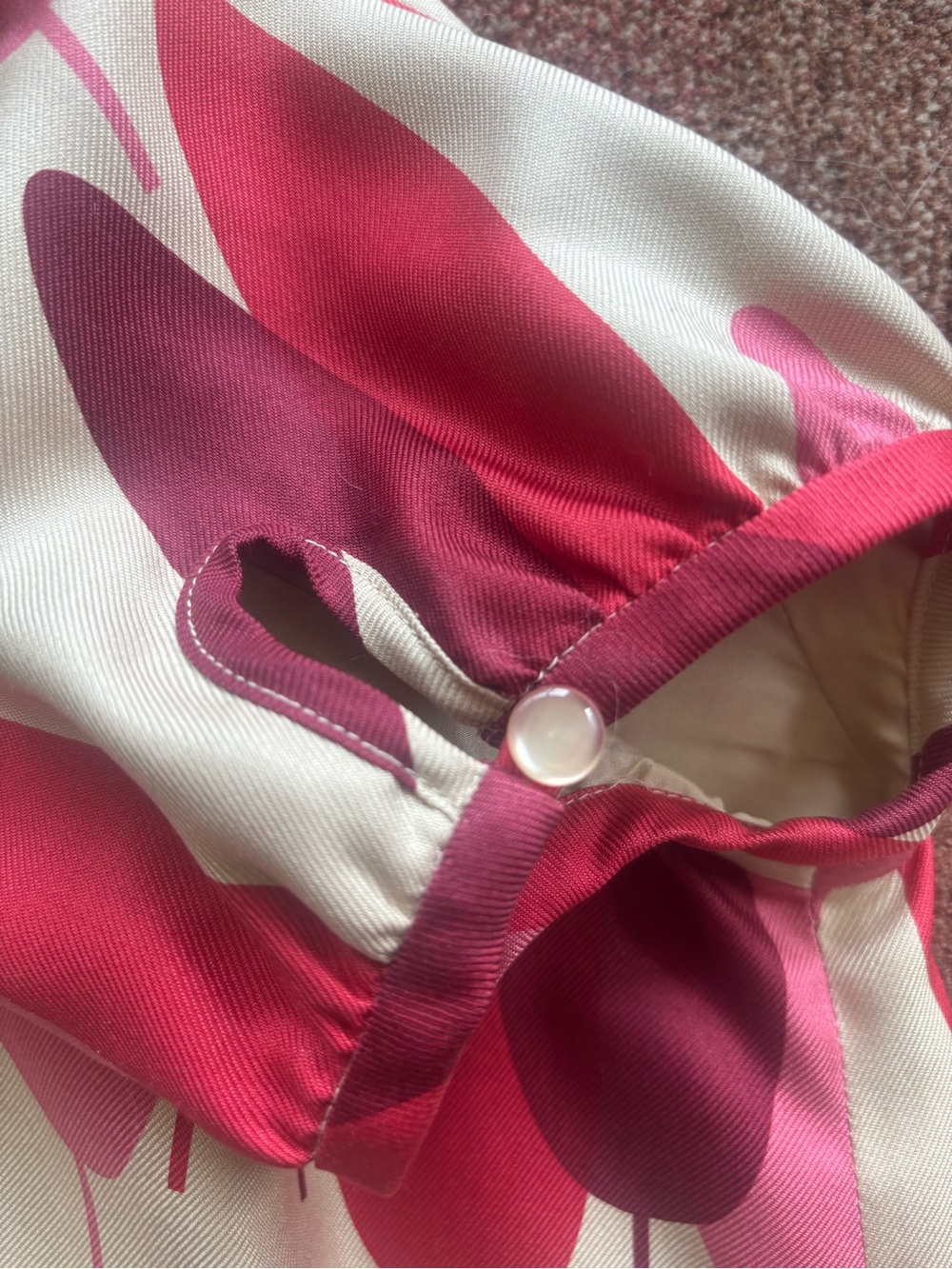 Orla Kiely Pink and Cream Graphic Bow Neck Dress - Sz 1 - Picture 5 of 6